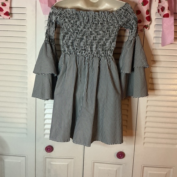 Striped grey and White women’s Dress - Picture 4 of 4